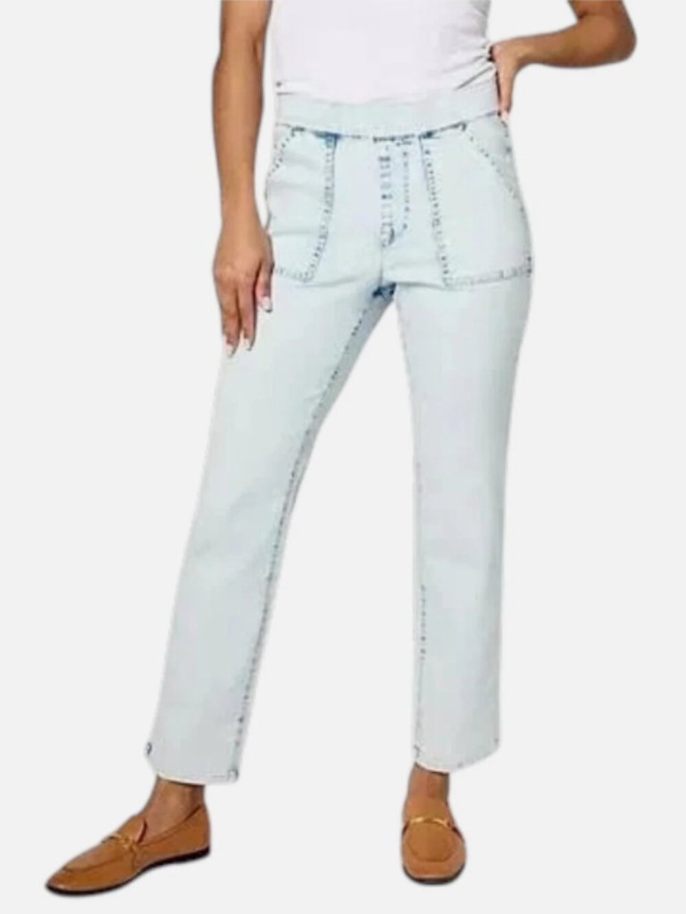 Isaac Mizrahi Live! True Denim Straight Leg Jean w/ Pockets Bright Light P18